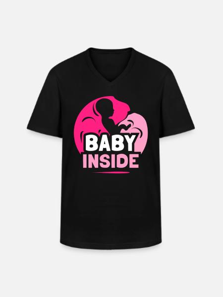 Bébé à l’intérieur Annonce enceinte Bébé à l’intérieur - T-shirt col V Homme - noir