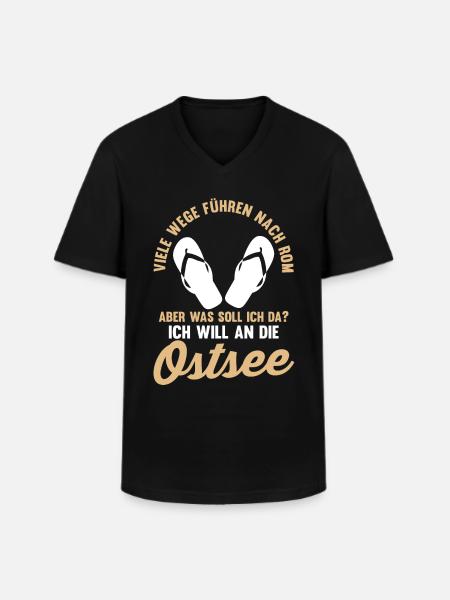 Ich will an die Ostsee - Männer-T-Shirt mit V-Ausschnitt - Schwarz