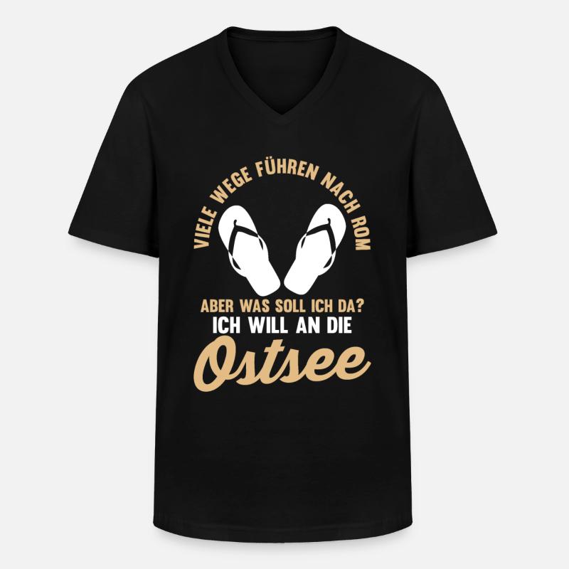 Ich will an die Ostsee - Männer-T-Shirt mit V-Ausschnitt - Schwarz
