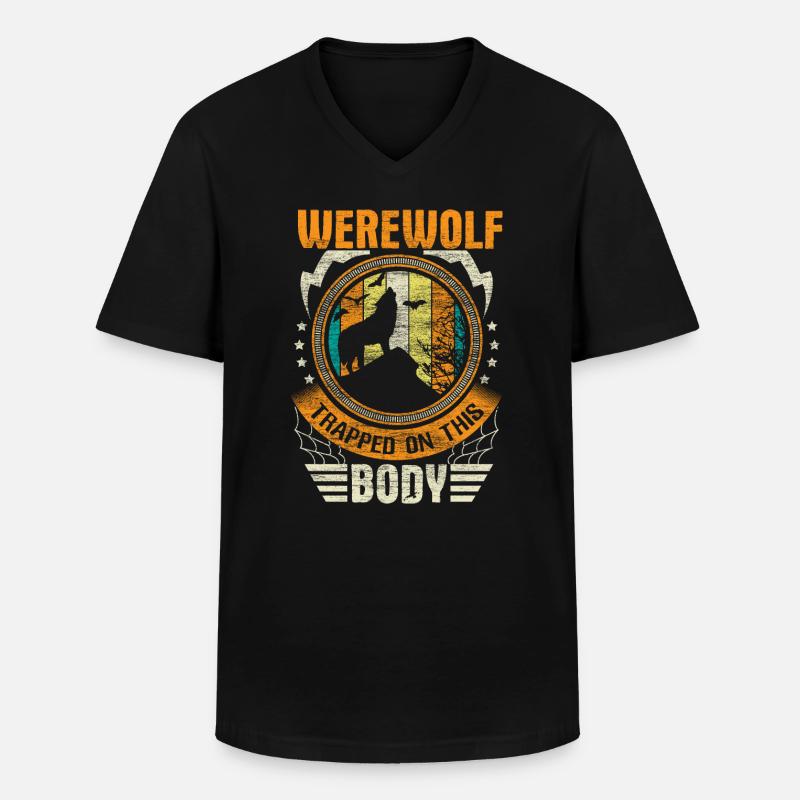 Halloween Werwolf Geschenk - Männer-T-Shirt mit V-Ausschnitt - Schwarz