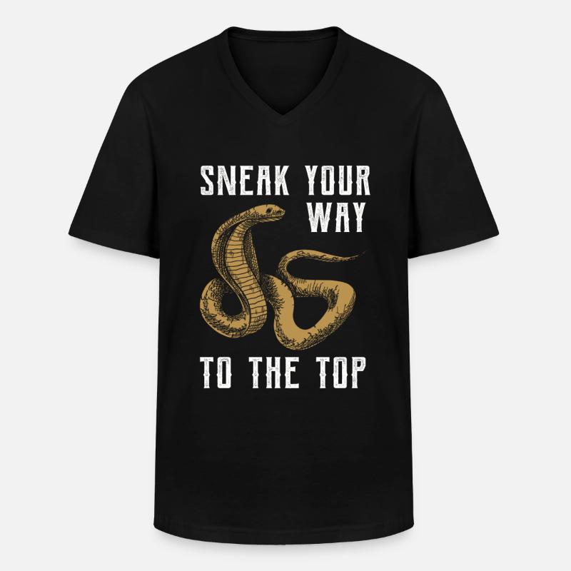 Schlange Tshirt - Männer-T-Shirt mit V-Ausschnitt - Schwarz