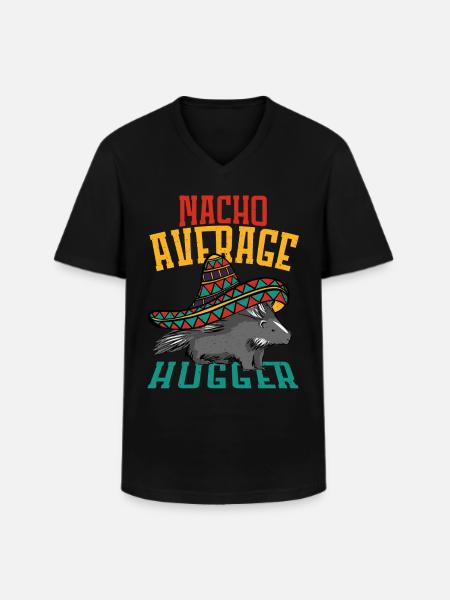 Nacho Average Hugger Porcupine Hedgehog - Men's V-Neck T-Shirt - black