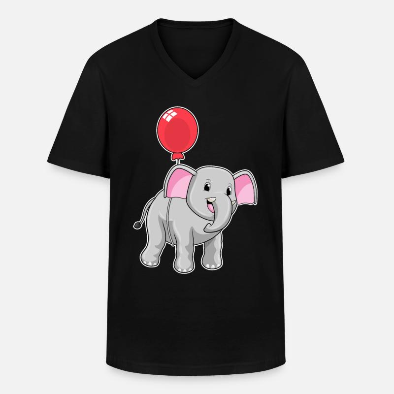 Elefant mit Luftballon - Männer-T-Shirt mit V-Ausschnitt - Schwarz