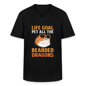 Dragon barbu Iguane Dragon Terrarium - T-shirt col V Homme - noir - Devant - AI Model Male 178 dark (178cm)