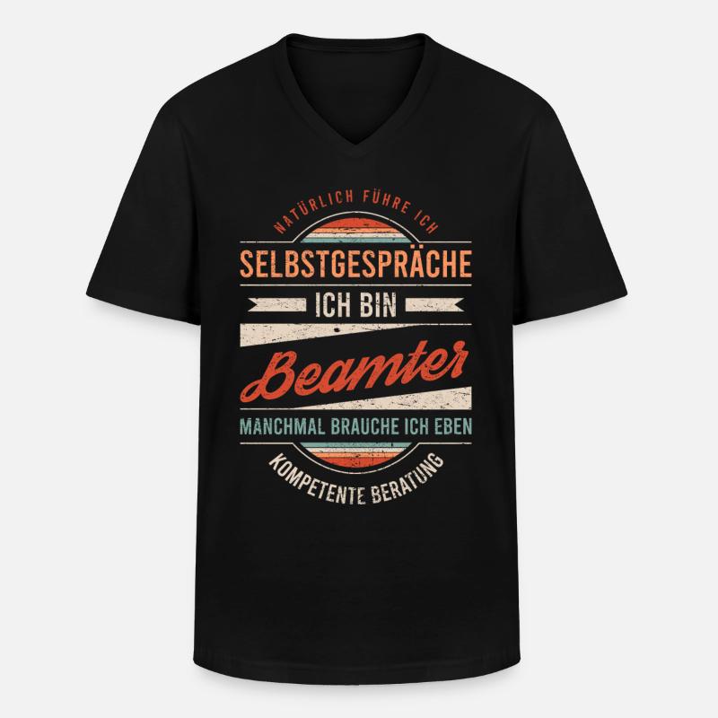 Beamter Arbeitskollege Kollege Geschenk Retro - Männer-T-Shirt mit V-Ausschnitt - Schwarz