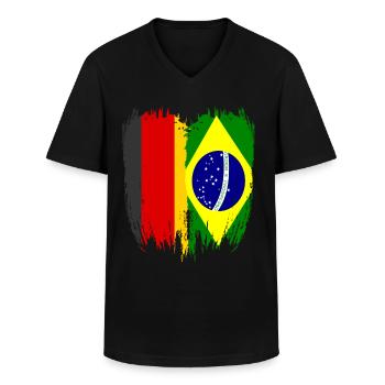 Deutschland Flagge Brasilien - Männer-T-Shirt mit V-Ausschnitt - Schwarz - Vorne - AI Model Male 178 dark (178cm)