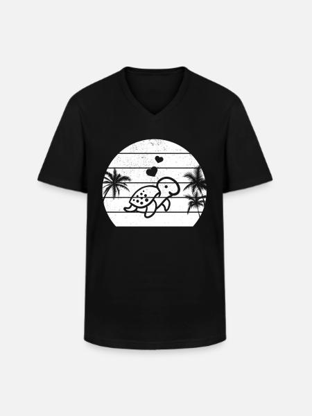 Cute turtle at sunset, turtle, - Men's V-Neck T-Shirt - black