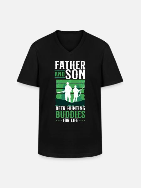 Cerf chasse chasseur père - T-shirt col V Homme - noir
