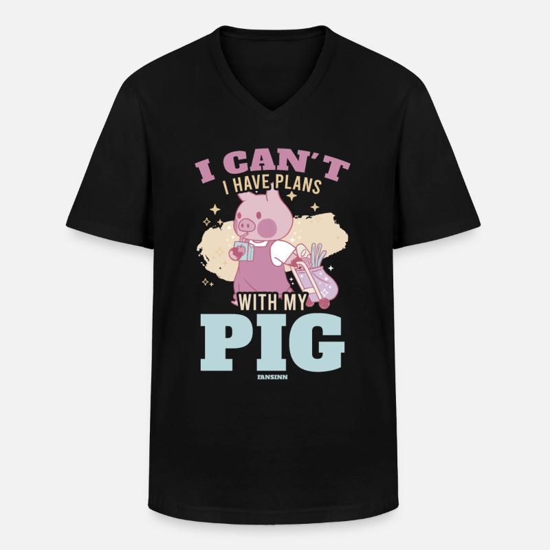 Schwein - Männer-T-Shirt mit V-Ausschnitt - Schwarz