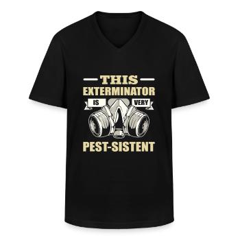 Cet exterminateur est un ravageur très parasite - T-shirt col V Homme - noir - Devant - AI Model Male 178 dark (178cm)