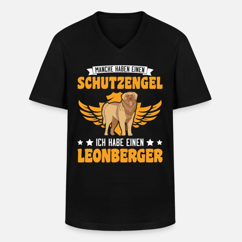 Leonberger Schutzengel - Männer-T-Shirt mit V-Ausschnitt - Schwarz