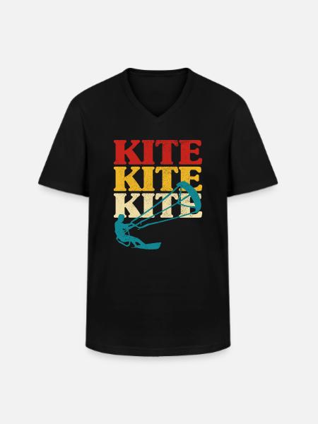 Retro Kitesurfing Kitesurf Kiteboarding - Men's V-Neck T-Shirt - black