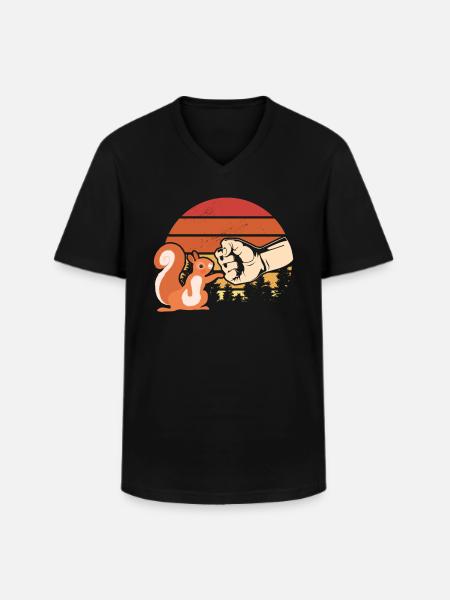 Squirrel Fist Push Squirrel Lover - Men's V-Neck T-Shirt - black
