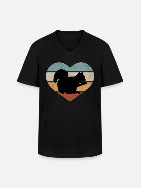 Squirrel lover, cute - Men's V-Neck T-Shirt - black