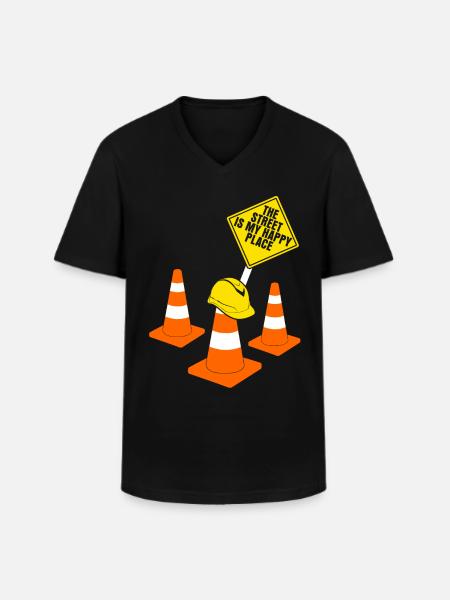 Road construction Road builders Road guards - Men's V-Neck T-Shirt - black