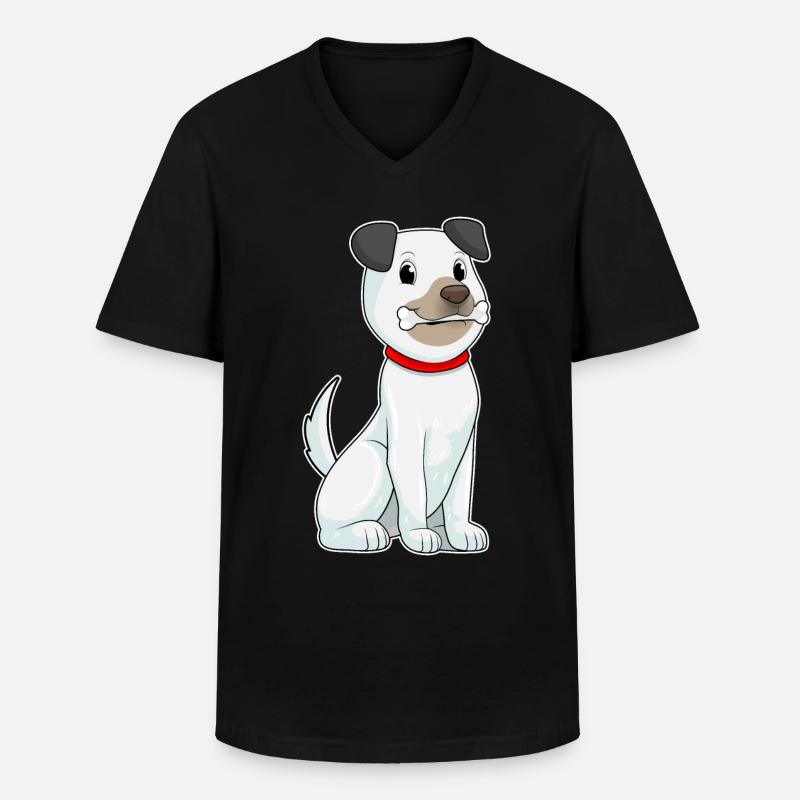 Hund mit Knochen - Männer-T-Shirt mit V-Ausschnitt - Schwarz