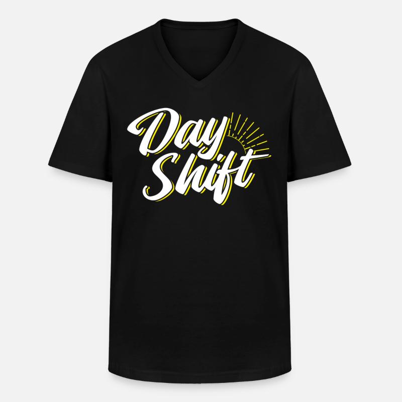 Day shift Shiftwork - Men's V-Neck T-Shirt - black