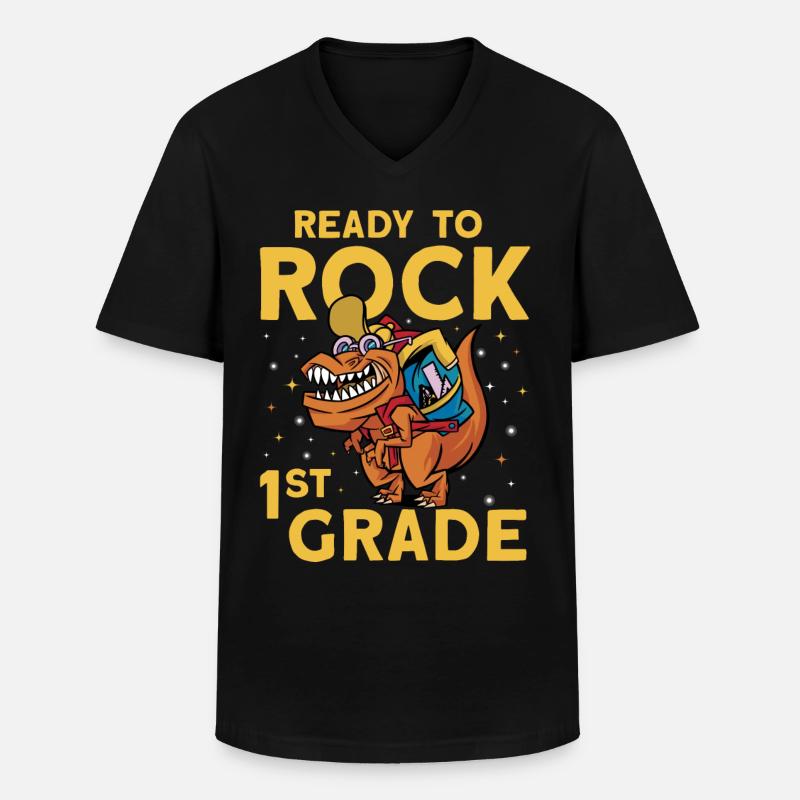 Ready To Rock 1st Grade - Männer-T-Shirt mit V-Ausschnitt - Schwarz