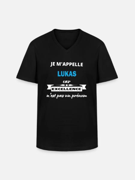 Je m'appelle excellence Lukas - T-shirt col V Homme - noir
