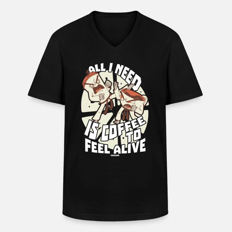 Kaffee - Männer-T-Shirt mit V-Ausschnitt - Schwarz