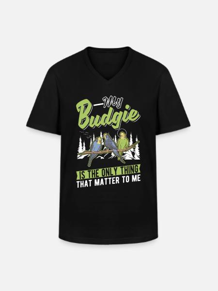 Perruche Budgerigar Welli - T-shirt col V Homme - noir