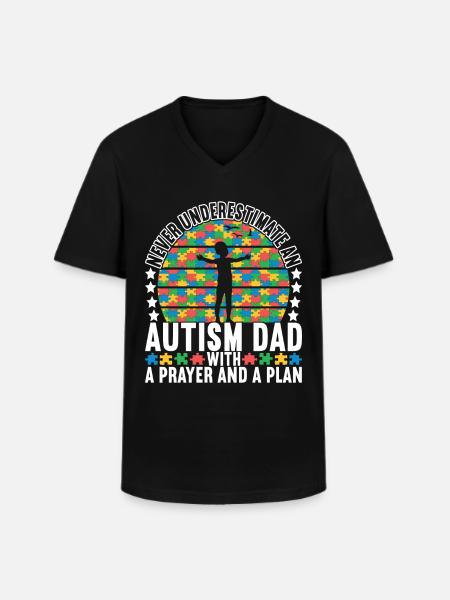 Autistic Autism Father Autistic - Men's V-Neck T-Shirt - black