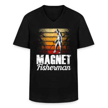 Magnet Pêcheur Aimant Pêche magnétique - T-shirt col V Homme - noir - Devant - AI Model Male 178 dark (178cm)