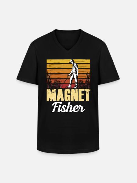 Magnetfischer Magnetfischen Magnet - Männer-T-Shirt mit V-Ausschnitt - Schwarz