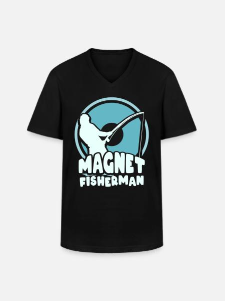 Magnetfischer Magnetfischen Magnet - Männer-T-Shirt mit V-Ausschnitt - Schwarz