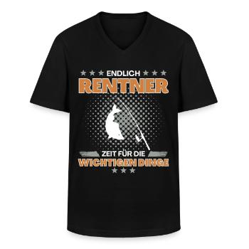 Angler in Rente - endlich Zeit fürs Fischen und - Männer-T-Shirt mit V-Ausschnitt - Schwarz - Vorne - AI Model Male 178 dark (178cm)