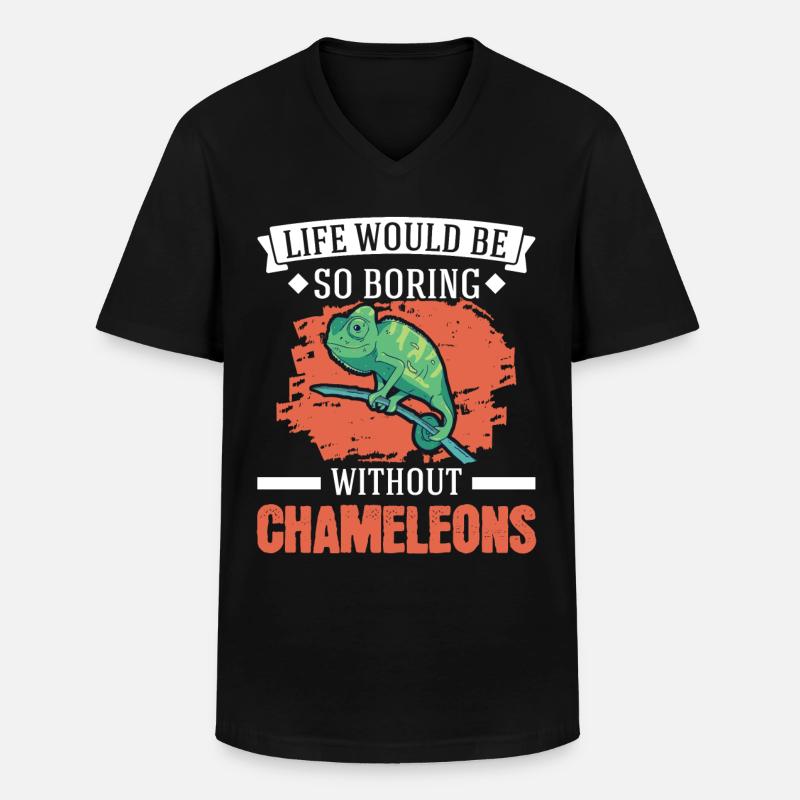Chameleon Gift Chameleon - Men's V-Neck T-Shirt - black