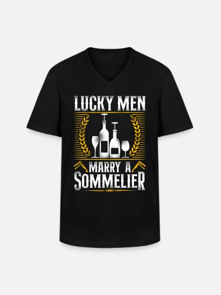 Sommelier Wine Drinking Tasting - Men's V-Neck T-Shirt - black