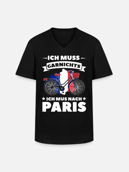 France - Men's V-Neck T-Shirt - black