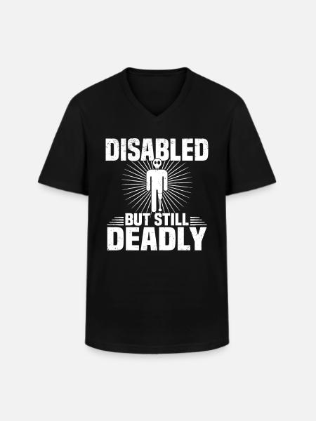 Amputated Invalid Prosthesis Handicap Wheelchair - Men's V-Neck T-Shirt - black