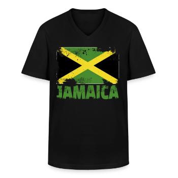 Jamaika -Flagge Vintage Distressed Jamaican Grunge - Männer-T-Shirt mit V-Ausschnitt - Schwarz - Vorne - AI Model Male 178 dark (178cm)