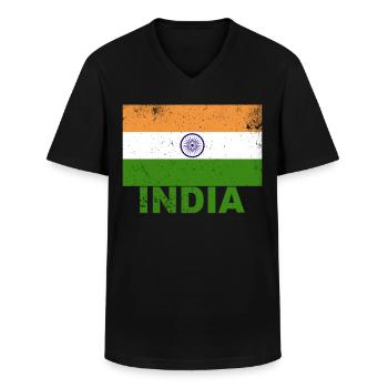 India Flag Vintage Indian Nationality Origin Trave - Männer-T-Shirt mit V-Ausschnitt - Schwarz - Vorne - AI Model Male 178 dark (178cm)