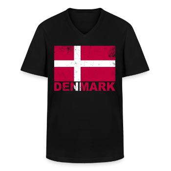 Dänemark Flagge Vintage Dänische Nationalität Ursp - Männer-T-Shirt mit V-Ausschnitt - Schwarz - Vorne - AI Model Male 178 dark (178cm)