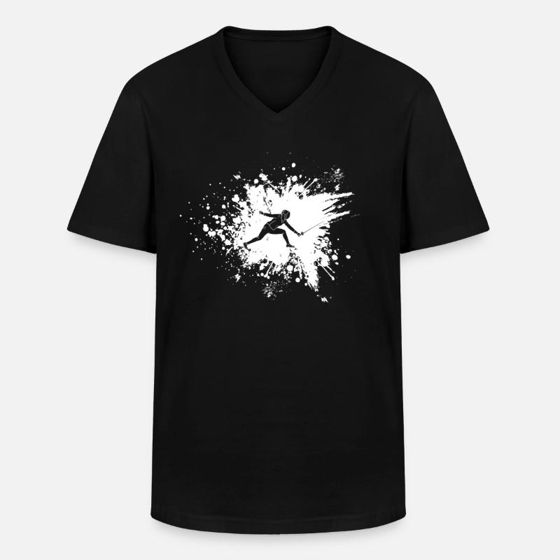 Fechten Degen Fechtduell Geschenkidee - Männer-T-Shirt mit V-Ausschnitt - Schwarz