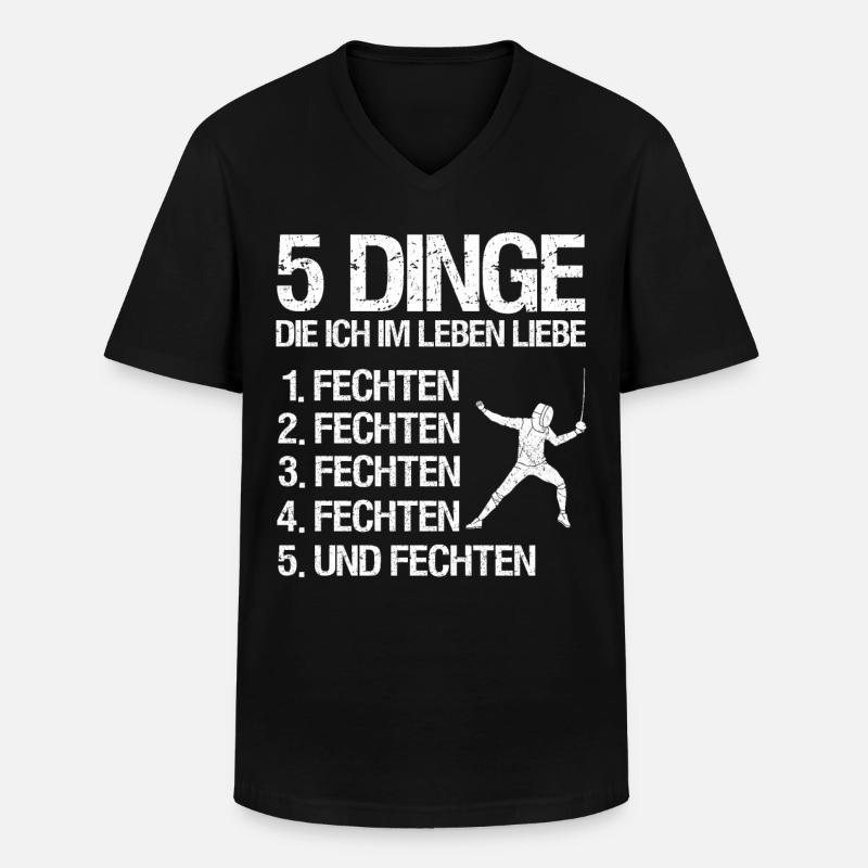Fechten Degen Fechtduell Geschenkidee - Männer-T-Shirt mit V-Ausschnitt - Schwarz