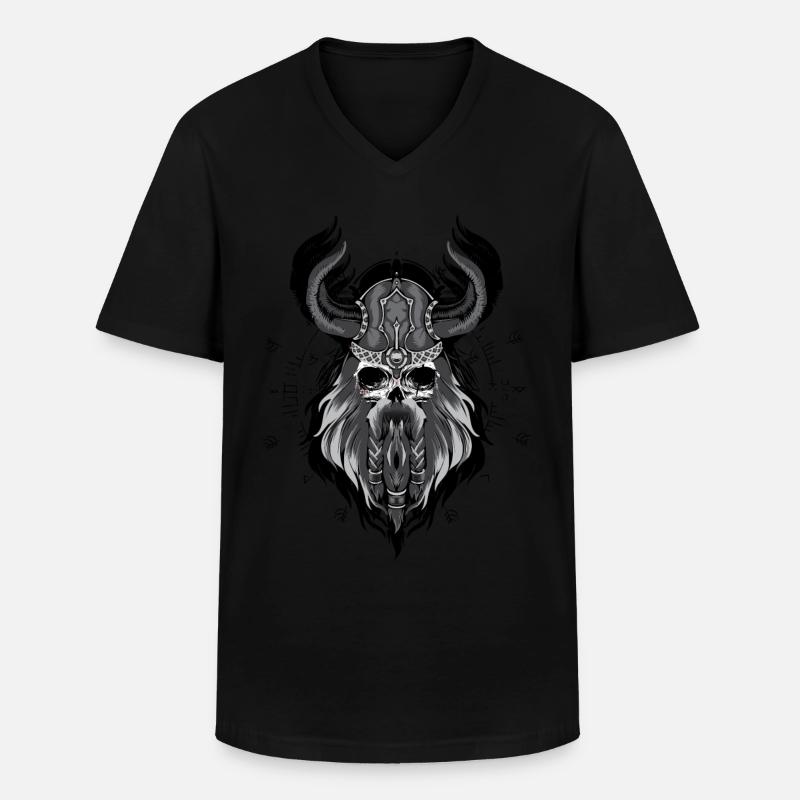 Viking mit Helm - Männer-T-Shirt mit V-Ausschnitt - Schwarz