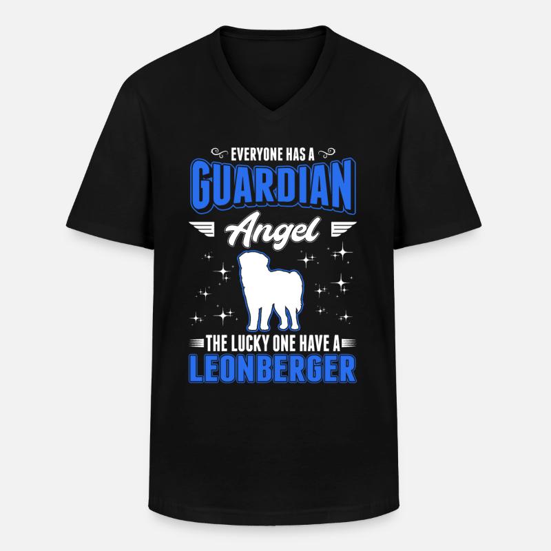 Leonberger Schutzengel - Männer-T-Shirt mit V-Ausschnitt - Schwarz