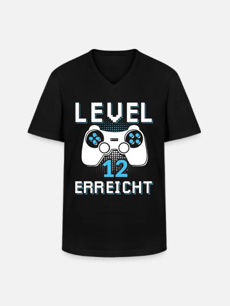 Level 12 Erreicht Gamer - Männer-T-Shirt mit V-Ausschnitt - Schwarz