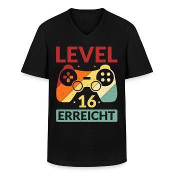 Level 16 Erreicht Gamer - Männer-T-Shirt mit V-Ausschnitt - Schwarz - Vorne - AI Model Male 178 dark (178cm)