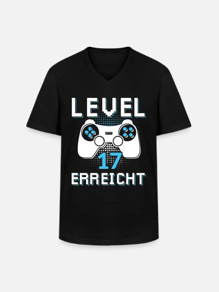 Level 17 Erreicht Gamer - Männer-T-Shirt mit V-Ausschnitt - Schwarz