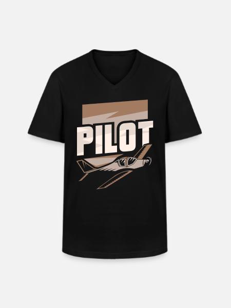 Pilot Kleinflugzeug Privatflugzeug Leichtflugzeug - Männer-T-Shirt mit V-Ausschnitt - Schwarz