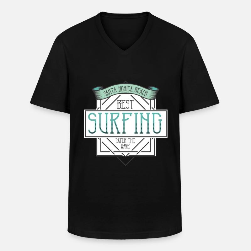 Sommer, Sonne, Surfen - Männer-T-Shirt mit V-Ausschnitt - Schwarz
