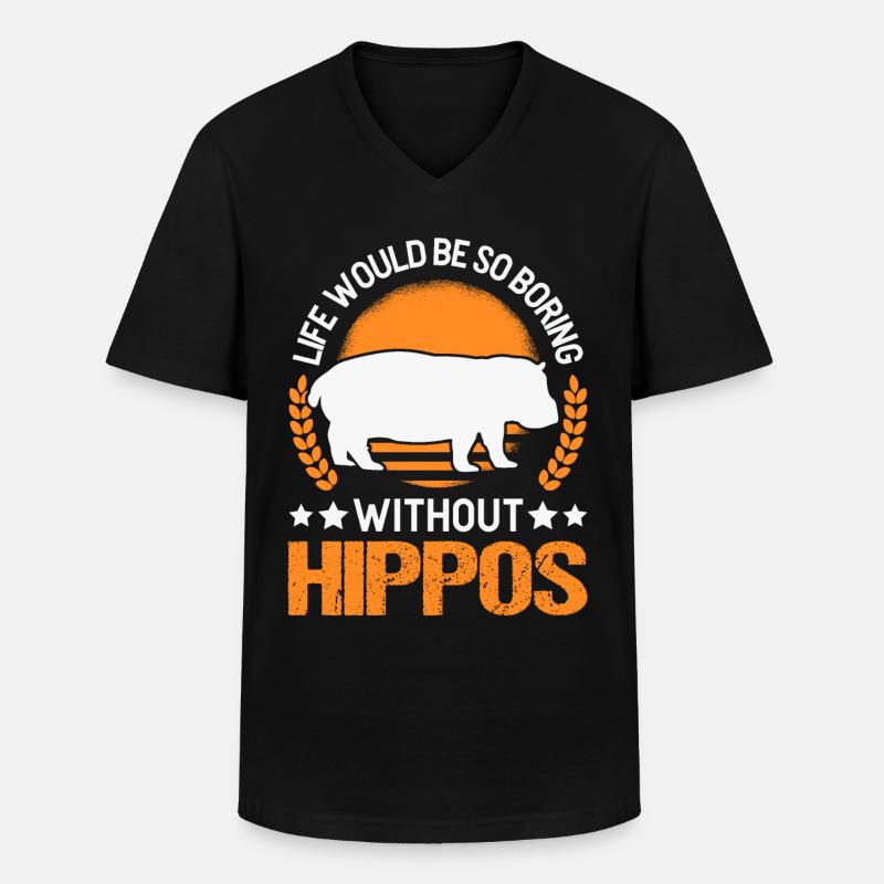 Nilpferd Geschenk Hippo Flusspferd - Männer-T-Shirt mit V-Ausschnitt - Schwarz