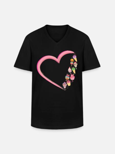 Ice Cream Heart Cone Popsicle - Men's V-Neck T-Shirt - black