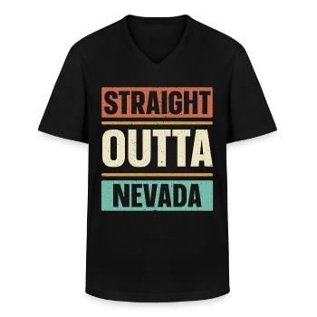 Straight Outta Nevada USA State of America Neva - Men's V-Neck T-Shirt - black - Front - AI Model Male 178 dark (178cm)