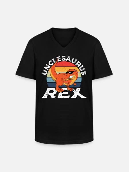 Unclesaurus Rex Uncle Dinosaur T-Rex - Men's V-Neck T-Shirt - black